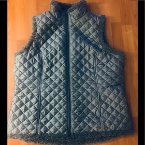 Denim & Company quilted, faux fur reversible vest